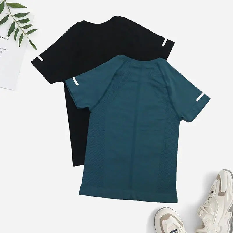 Women Seamless Yoga Workout T-Shirt 2 Pack Gym Top