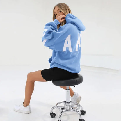 Women’s Stylish Printed Hoodie Thick Warm Streetwear Sweatshirt
