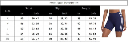 Women High Waist Yoga Shorts Double Stripe Gym Fitness Tummy Control Pants