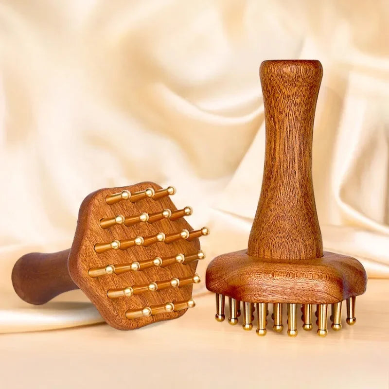 Portable Brass Gua Sha Massage Tool Head Neck Leg Body Meridian Massager Lymphatic Muscle Relief Pain Deep Tissue Massage