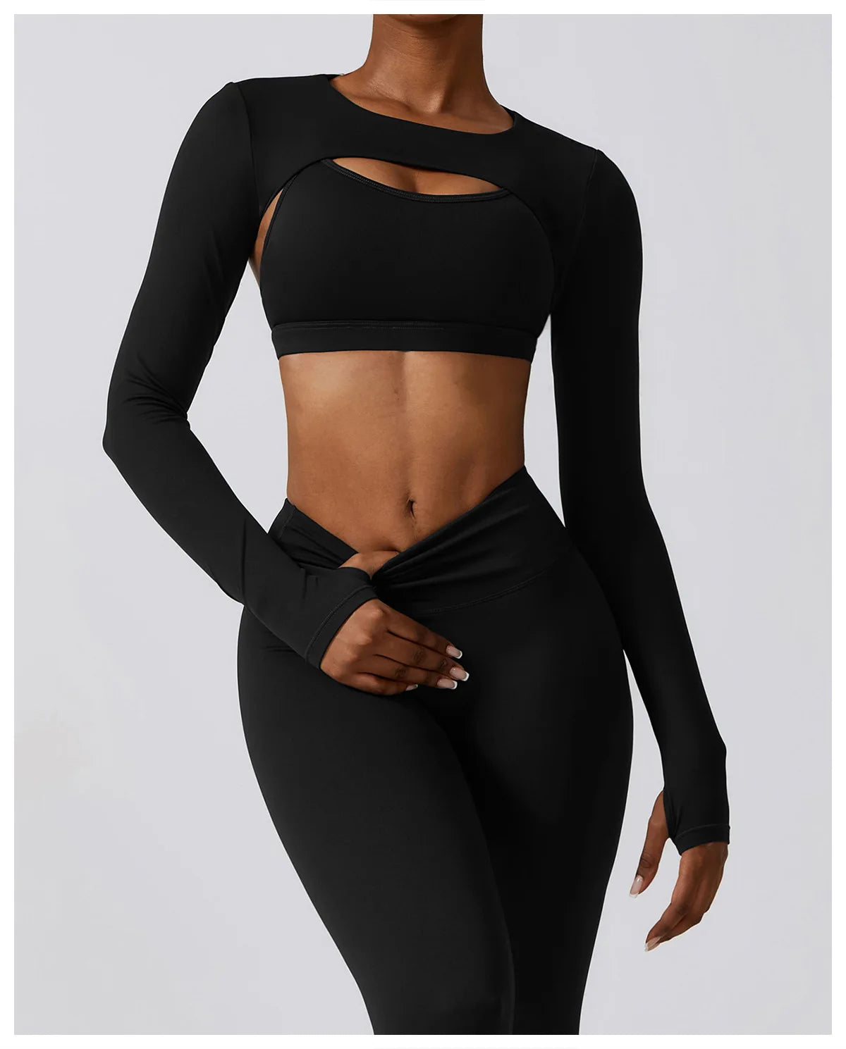 Womens Long Sleeve Gym Top Crop Yoga Shirt Quick Dry Fitness Sports