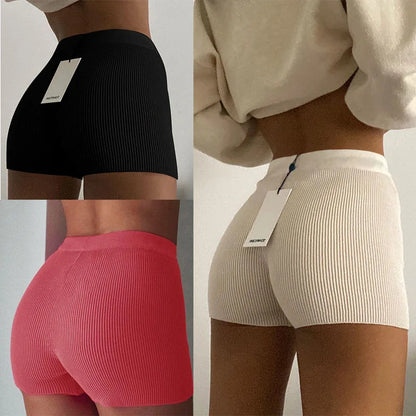 Women High Waist Tight Shorts Yoga Running Fitness Crochet Knitted Summer Pants
