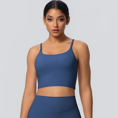 Women Backless Sports Bra Naked Feel Yoga Gym Workout Padded Top