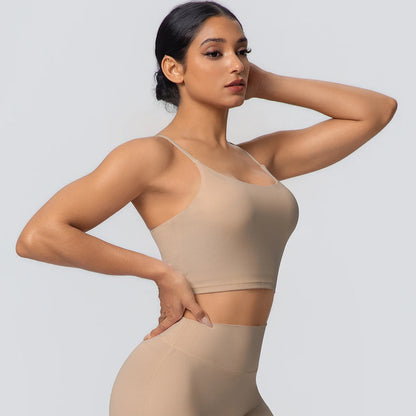 Women Backless Sports Bra Naked Feel Yoga Gym Workout Padded Top