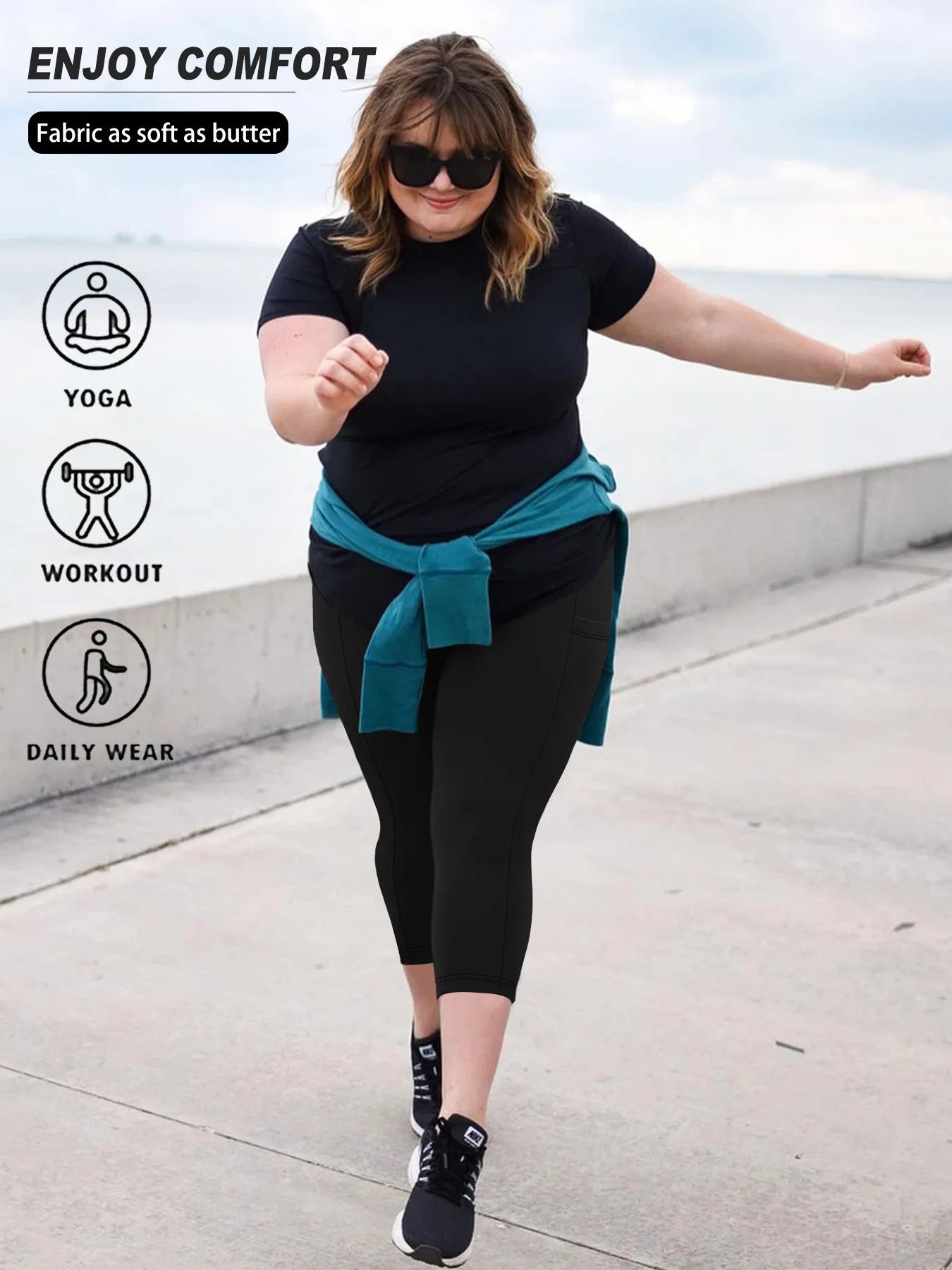 Sculpt & Flow Leggings - Plus Size Capri Black