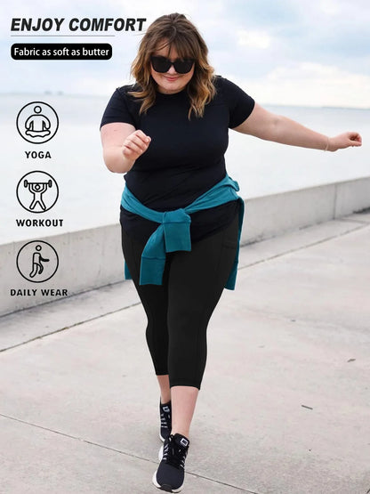 Sculpt & Flow Leggings - Plus Size Capri Black