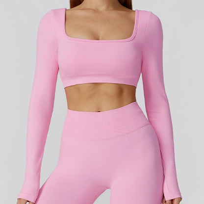 Women’s Gym Yoga Top | Square Neck Backless Fitness Outfit