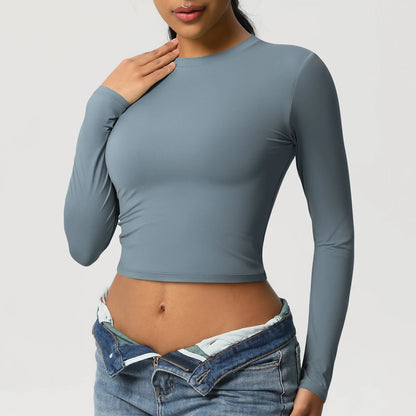 Women Long Sleeve Yoga Shirt Quick Dry Gym Workout Running Fitness Crop Top