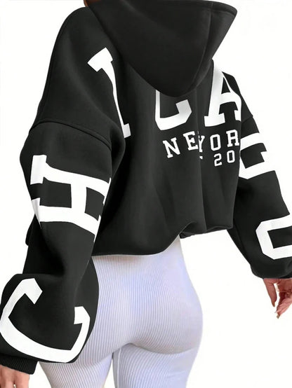 Women’s Casual Long Sleeve Hoodie Letter Print Streetwear Top