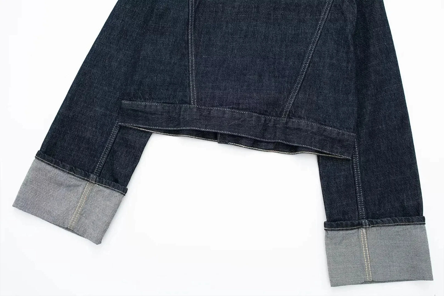 HH Women Denim Set Crop Jacket Wide Leg Jeans Vintage 2 Piece Outfit