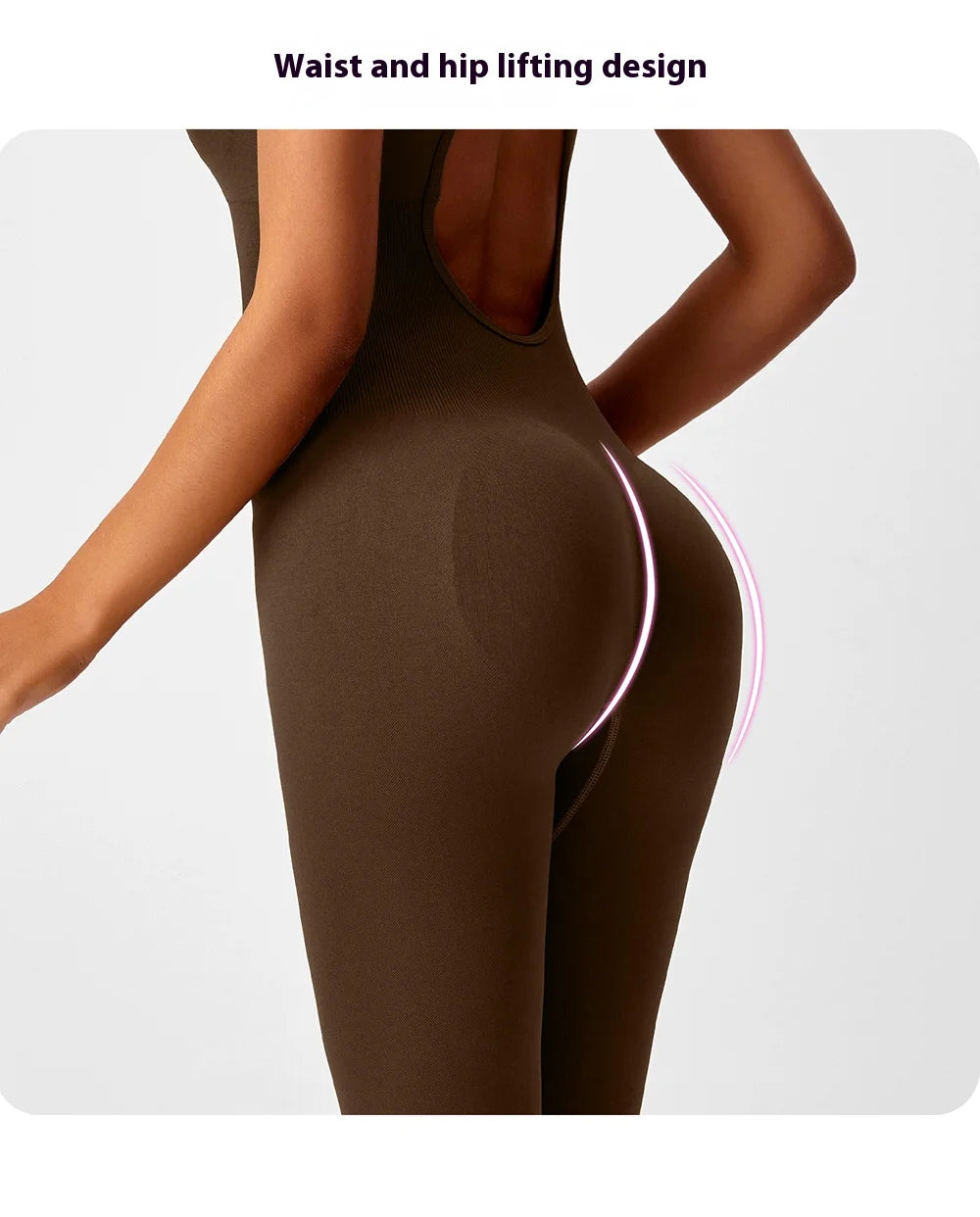 Seamless Peach Booty Bodysuit | V-Back Tummy Control Gym Jumpsuit