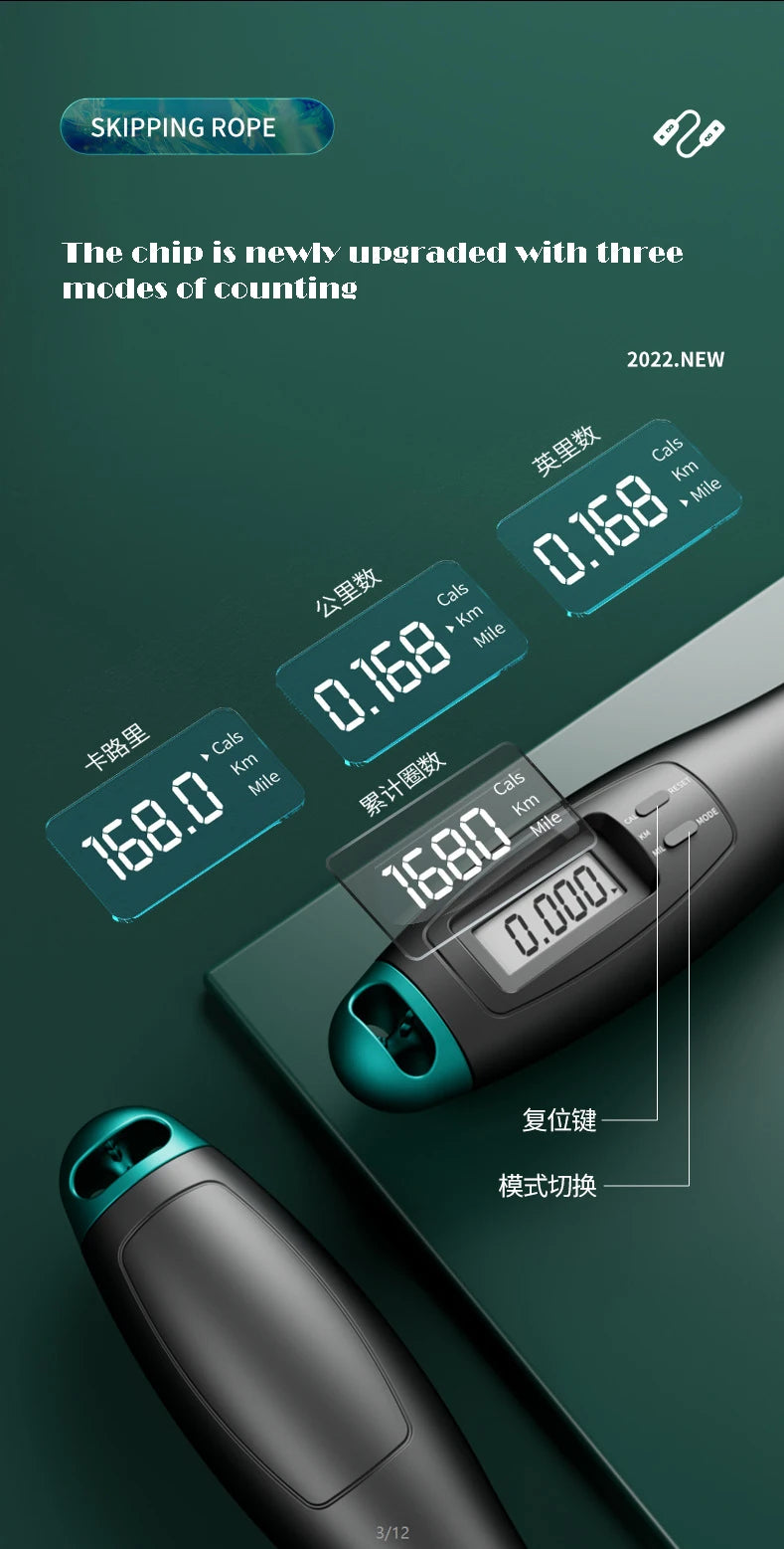 Adjustable Cordless Jump Rope with Counter Fitness Skipping Rope Gym Workout