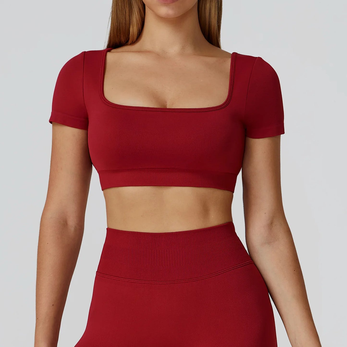 Women’s Gym Yoga Top | Square Neck Backless Fitness Outfit