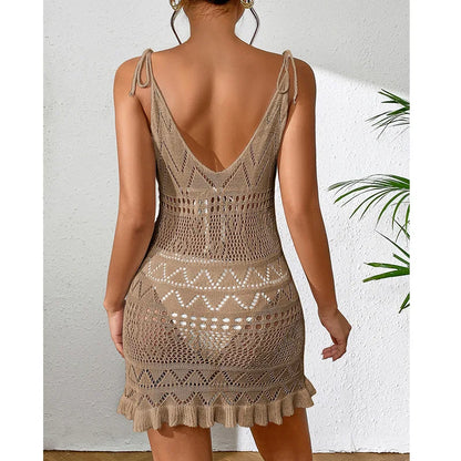 Women’s Backless Summer Beach Dress Knitted Sleeveless Cover Up