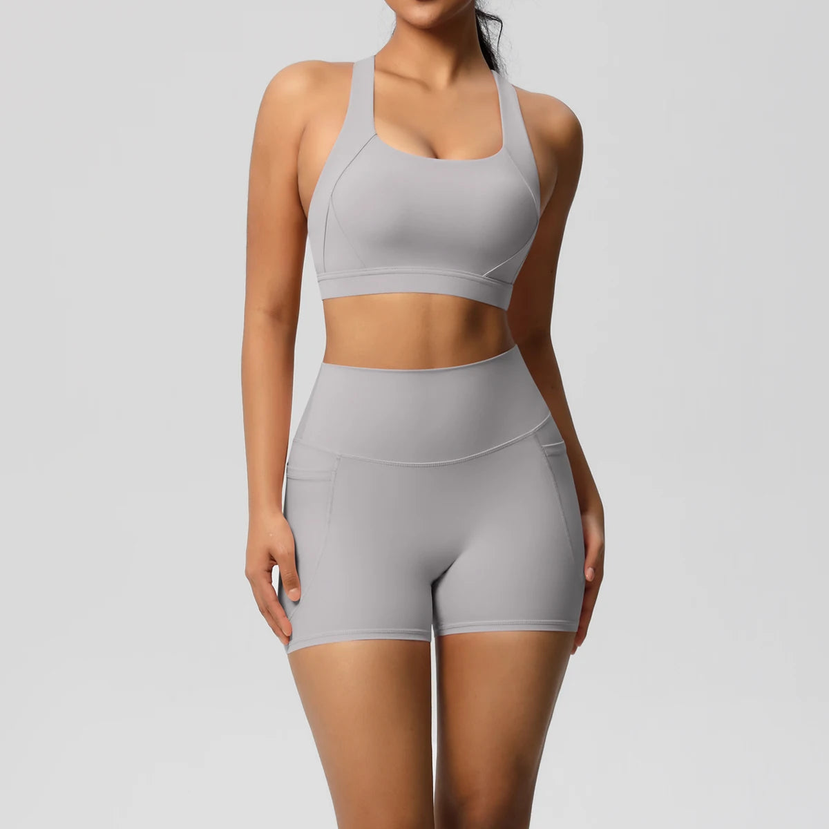 2 Piece Cross Fit Set Women | Pocket Leggings Gym Outfit