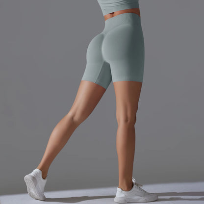 Womens High Waist Seamless Yoga Gym Shorts Running Fitness Workout Shorts