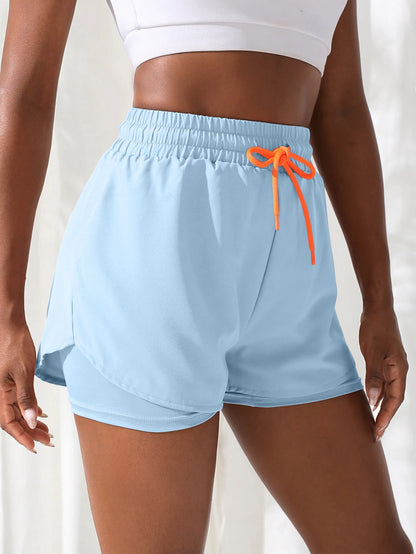 Women’s High Rise Running Shorts – Elastic Waist Workout Shorts