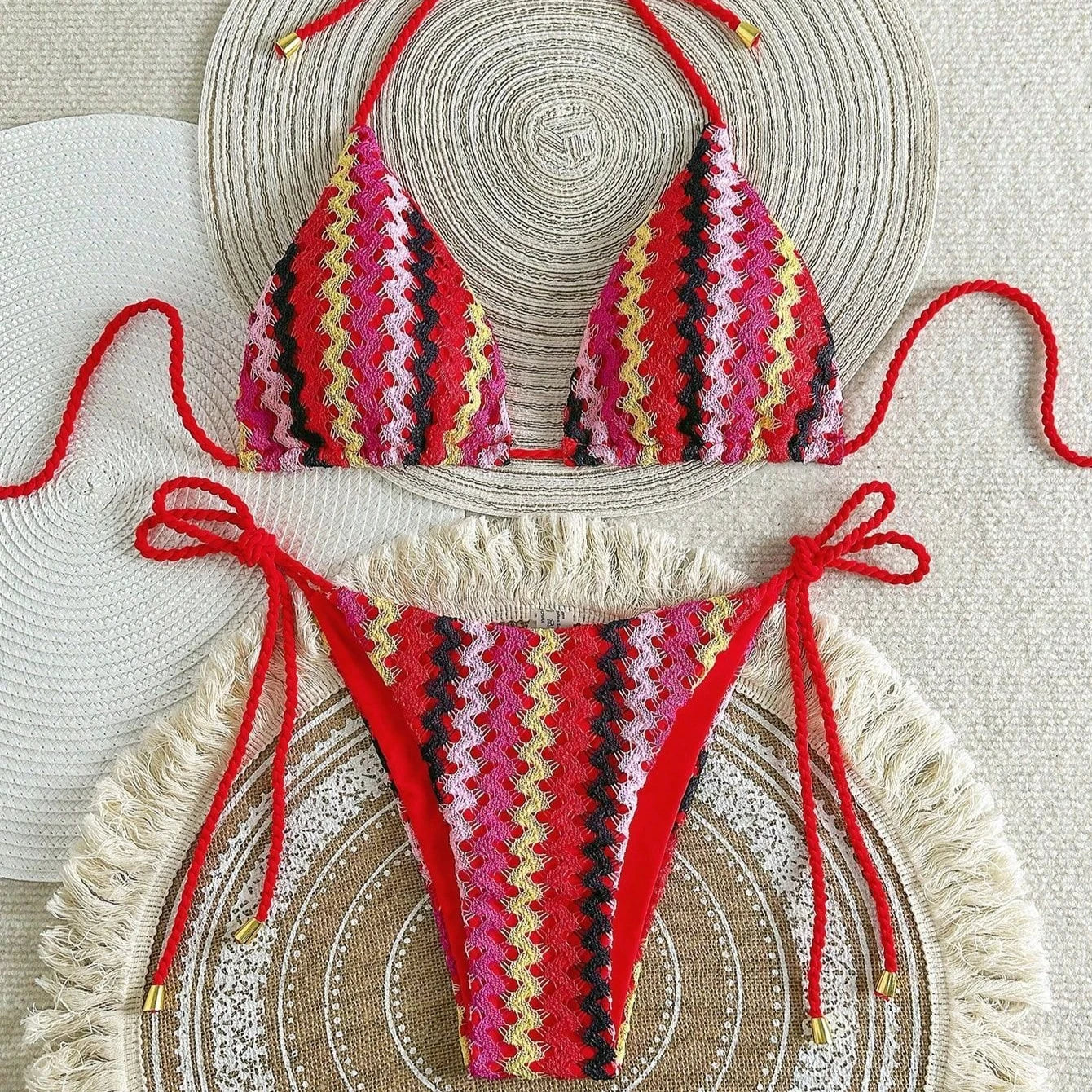 Laguna Isla - Stripey Crochet Bikini