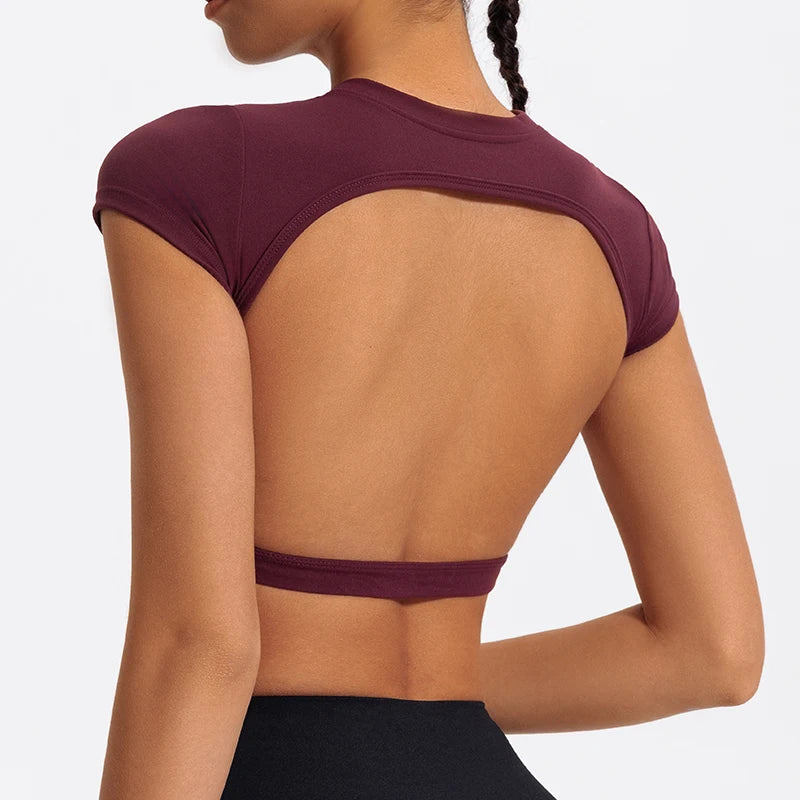Ctenkevet Sports Crop Top | Backless Yoga Gym Activewear