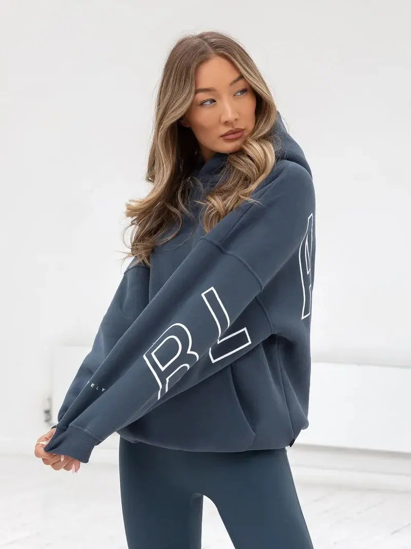 Womans Oversized Hip Hop Hoodie Printed Streetwear Sweatshirt Top