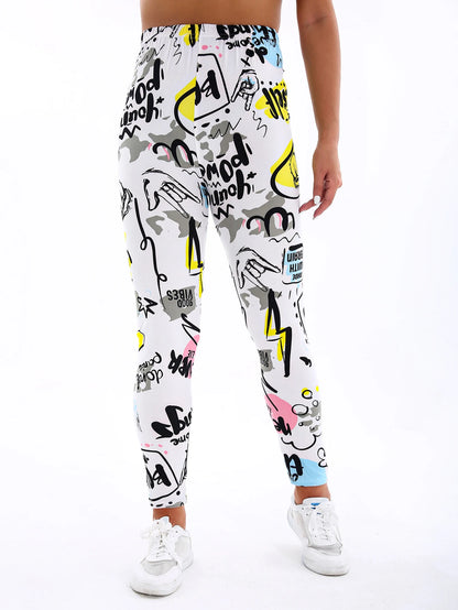 Sculpt & Flow Leggings - White Letter Print