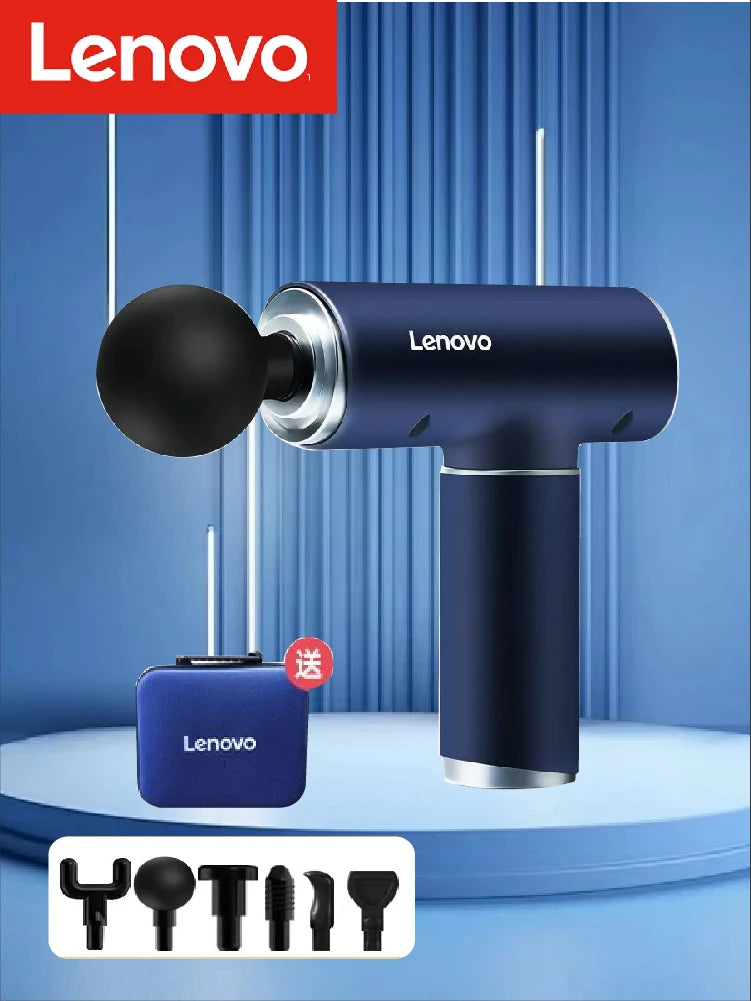 Lenovo Mini Massage Gun | 6 Heads Deep Tissue Fascia Gun with 5 Speeds Silent Massager