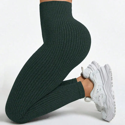 Contour Fit Leggings - Grey Ribbed