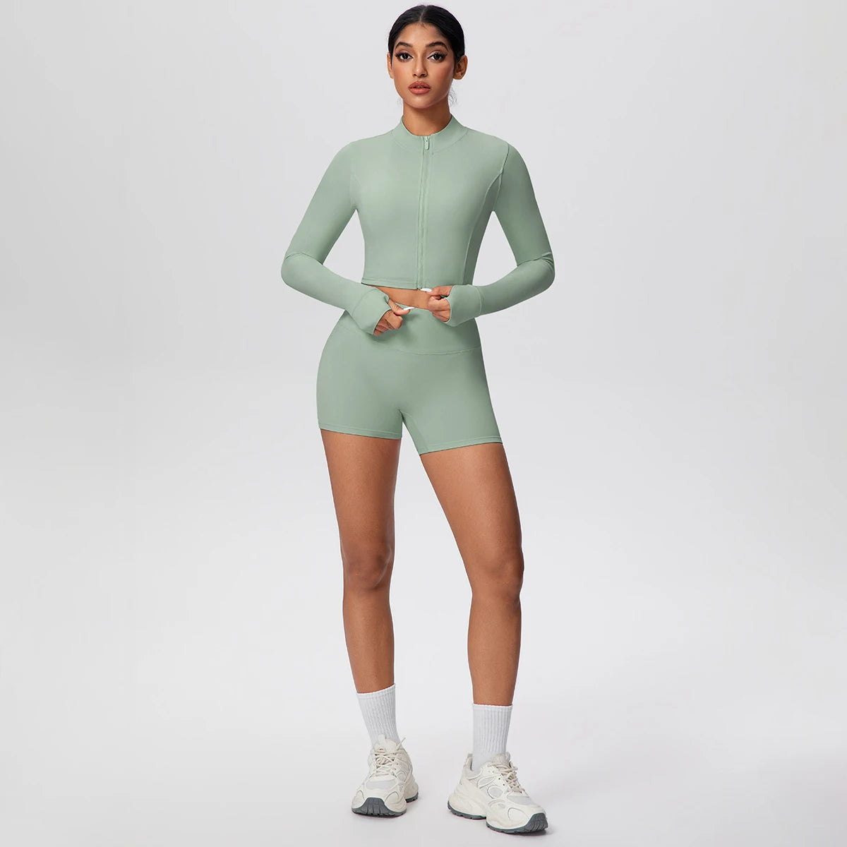 Women Yoga Set Quick Dry | Zipper Top Leggings Set