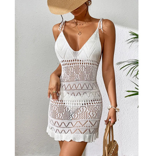 Women’s Backless Summer Beach Dress Knitted Sleeveless Cover Up