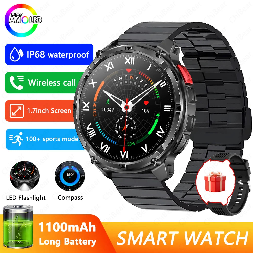2026 T-Rex3 Pro Smart Watch 1100mAh GPS 5ATM Military Sports Compass Run