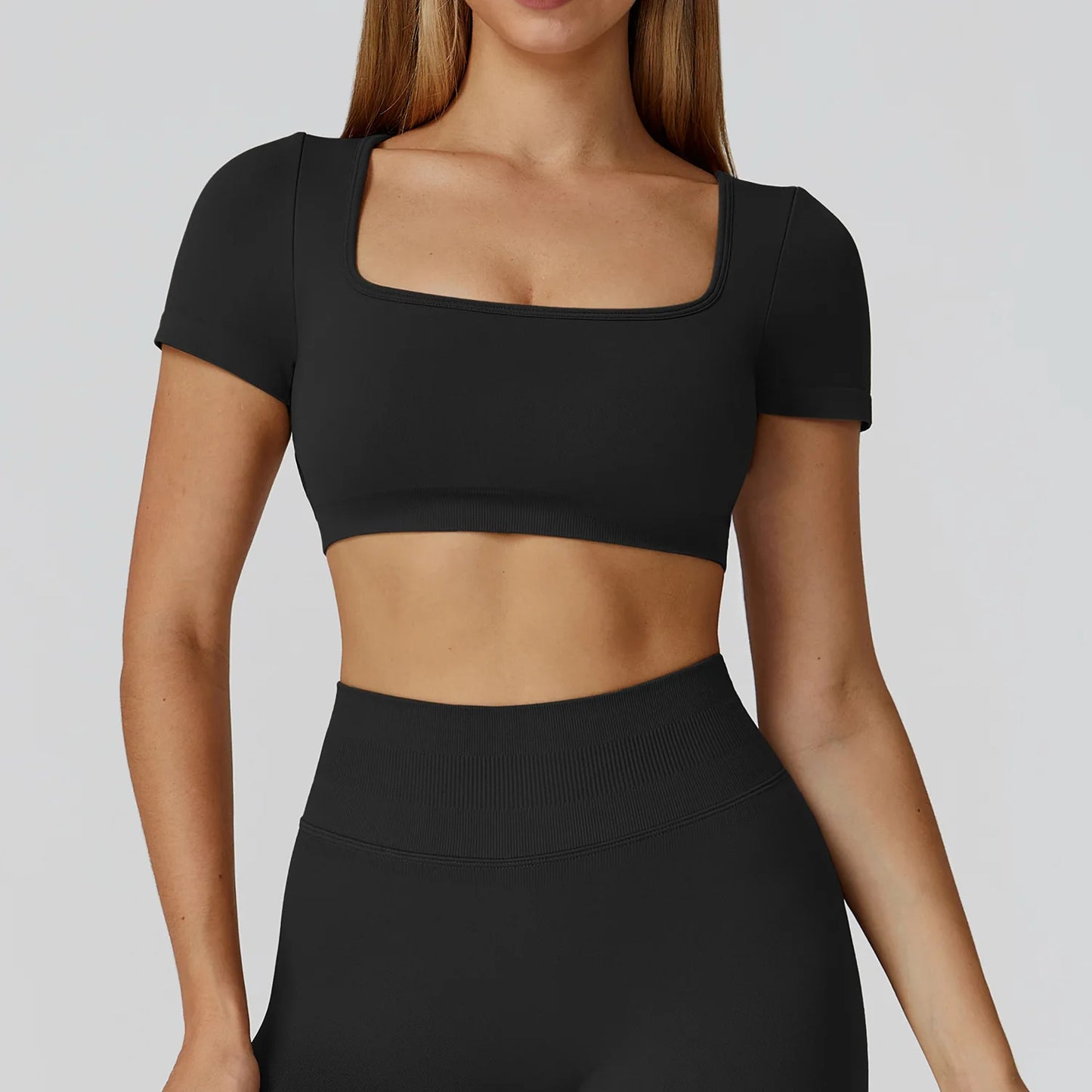 Women’s Gym Yoga Top | Square Neck Backless Fitness Outfit