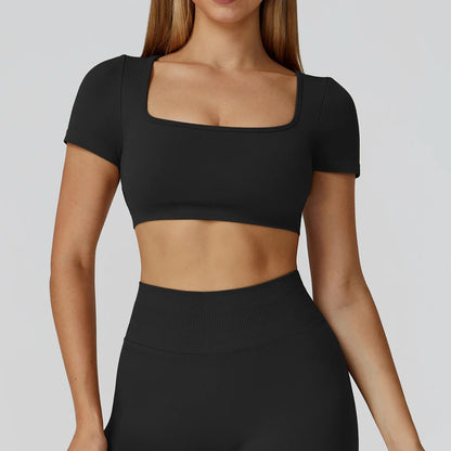 Women’s Gym Yoga Top | Square Neck Backless Fitness Outfit