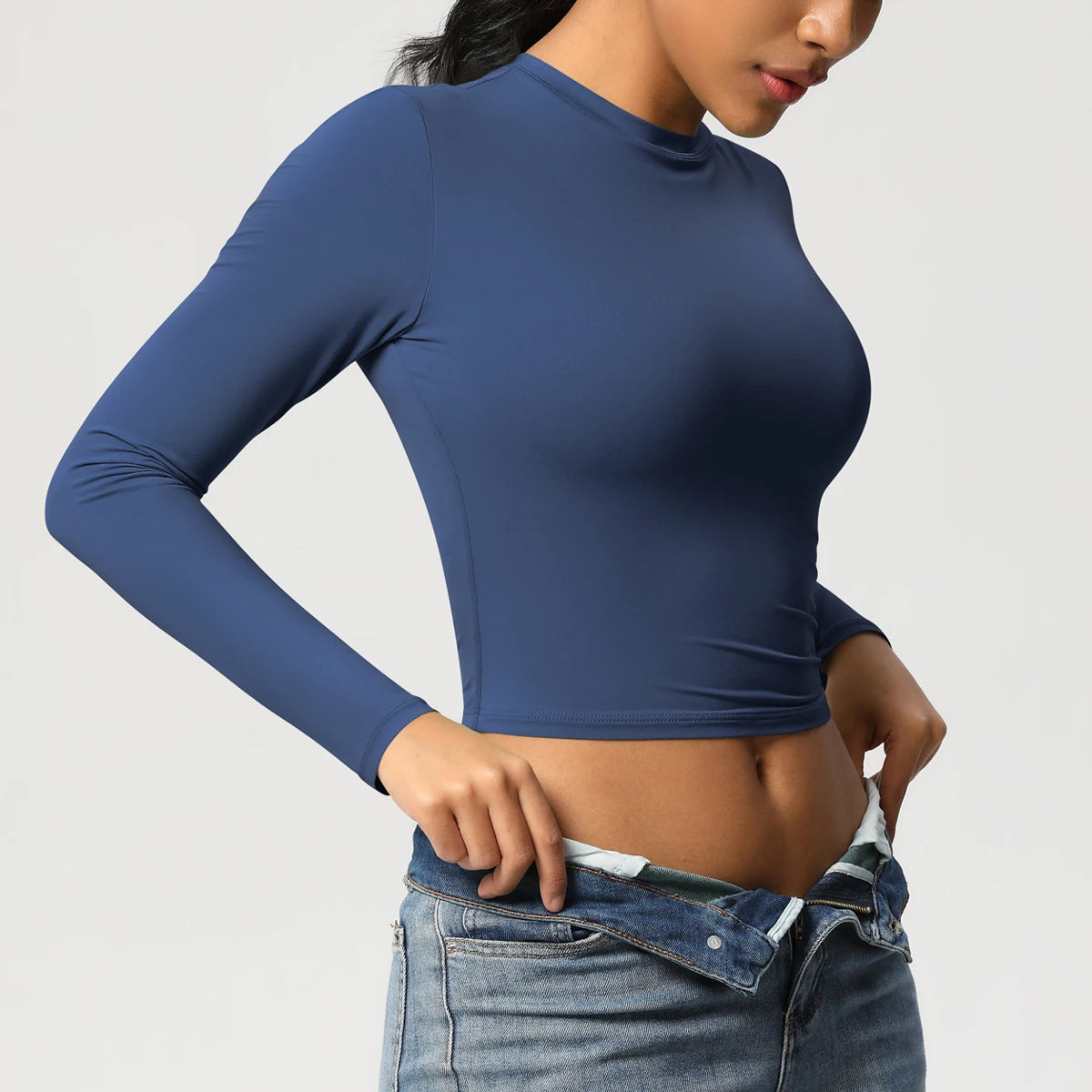 Women Long Sleeve Yoga Shirt Quick Dry Gym Workout Running Fitness Crop Top