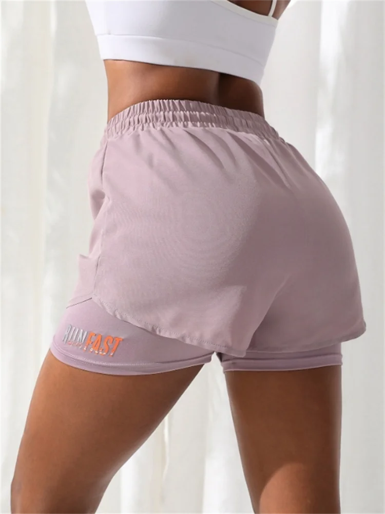 Women’s High Rise Running Shorts – Elastic Waist Workout Shorts