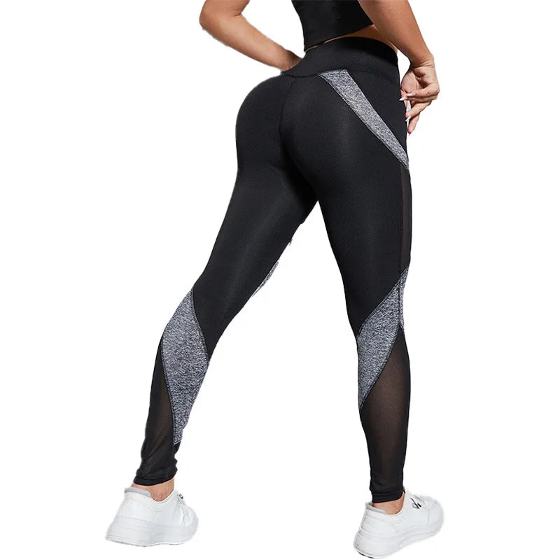 Contour Fit Leggings - Black/Grey Mesh Shaping