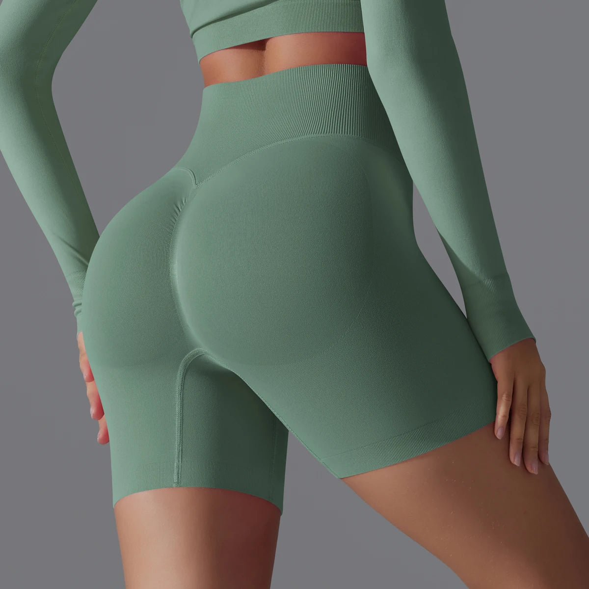Womens High Waist Seamless Yoga Gym Shorts Running Fitness Workout Shorts