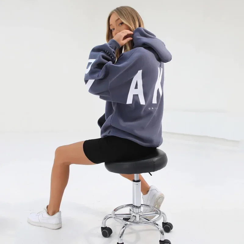 Women’s Stylish Printed Hoodie Thick Warm Streetwear Sweatshirt