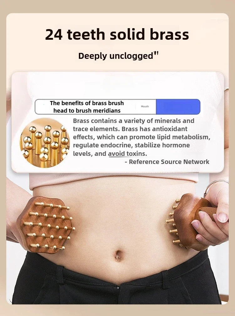 Portable Brass Gua Sha Massage Tool Head Neck Leg Body Meridian Massager Lymphatic Muscle Relief Pain Deep Tissue Massage