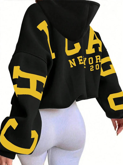 Women’s Casual Long Sleeve Hoodie Letter Print Streetwear Top