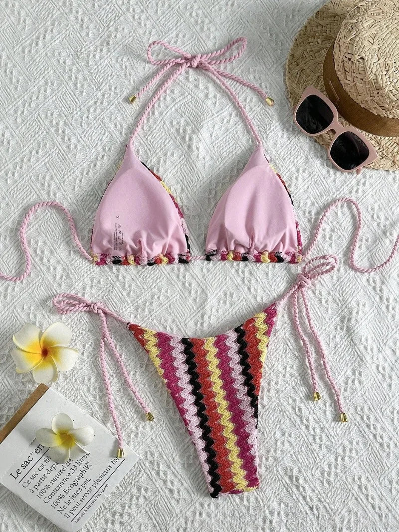 Laguna Isla - Stripey Crochet Bikini