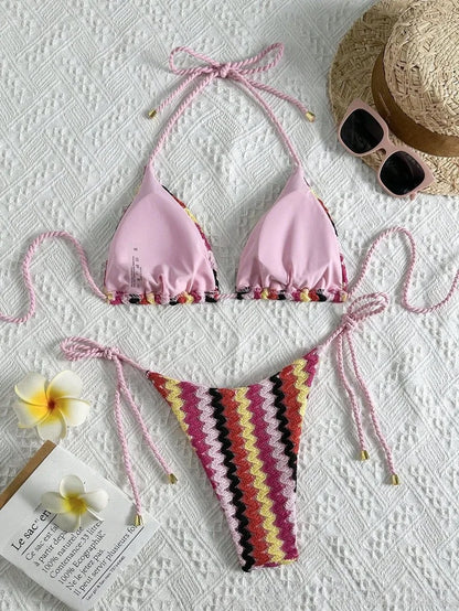 Laguna Isla - Stripey Crochet Bikini