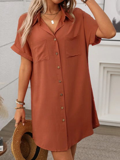 Womens Striped Shirt Dress Cotton Linen Midi Summer Casual Beach Dress