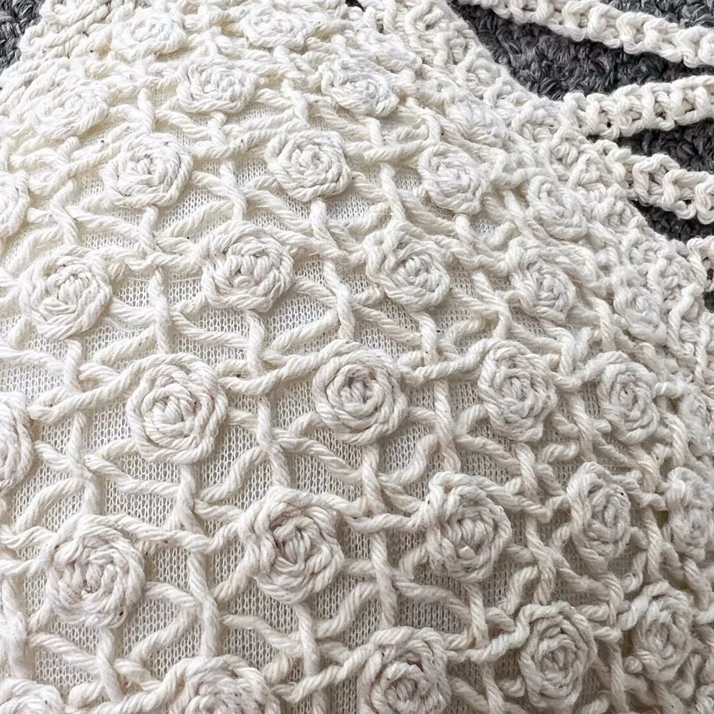 Women Crochet Two Piece Set Summer Y2K Beach Backless Cami Shorts