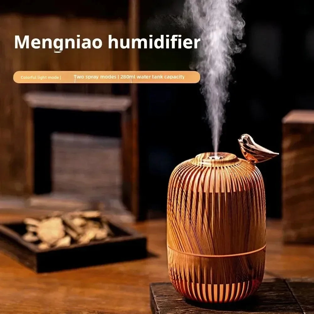 Mengniu Wood Grain Mini Ultrasonic Humidifier with Atmosphere Light