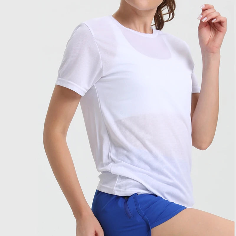 Women Quick Dry Running Gym Sport T-Shirt Breathable Lightweight Fitness Top