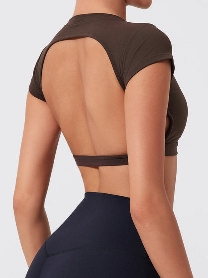 Ladies Sports Top | Backless Yoga Crop Activewear