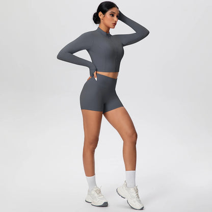 Women Yoga Set Quick Dry | Zipper Top Leggings Set