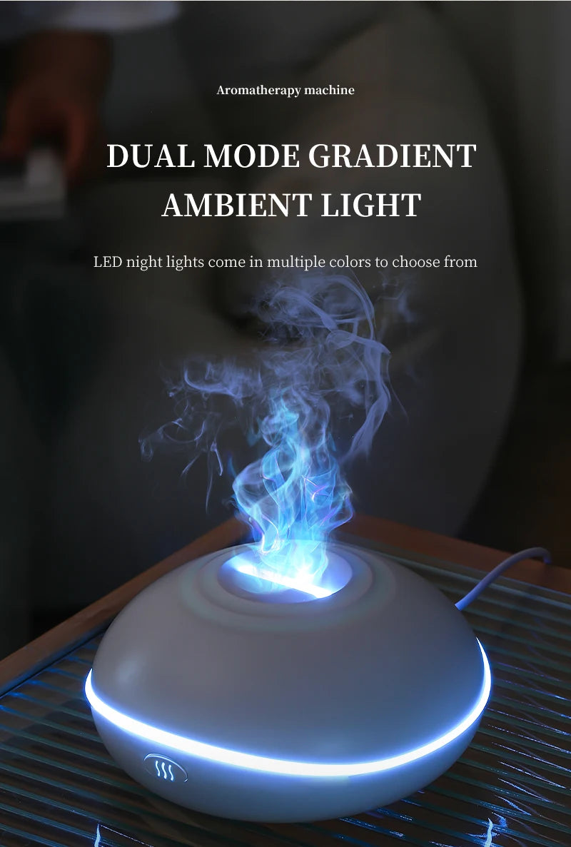 200ML Aroma Diffuser Essential Oil Lamp – Portable USB Design  Air Humidifier with Color Flame Night Light