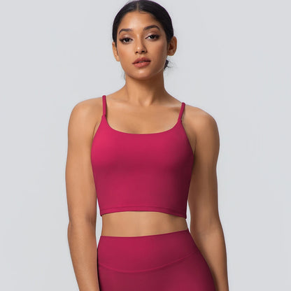 Women Backless Sports Bra Naked Feel Yoga Gym Workout Padded Top