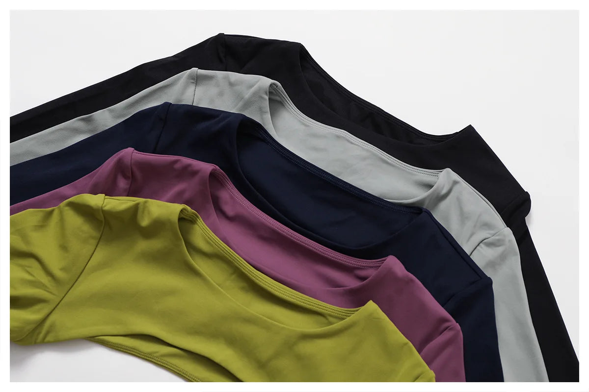 Womens Long Sleeve Gym Top Crop Yoga Shirt Quick Dry Fitness Sports